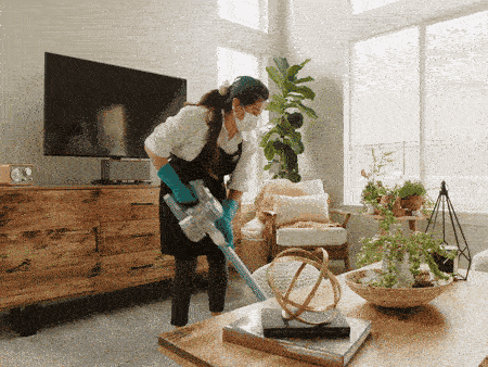 cleaner working in a home